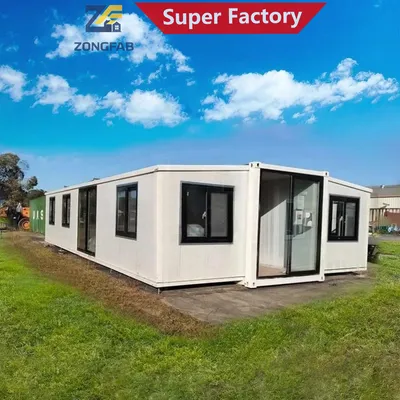 Steel Living Two Wing Expandable Prefab Modular Container House Home Folding Foldable Complete Glamping Airbnb Accommodation Residential Villas Project
