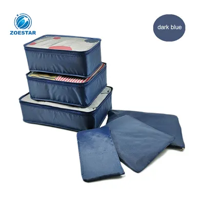 Custom Logo Compression 6 PCS Pack Mesh Clothes Organizer Travel Packing Cubes Bag