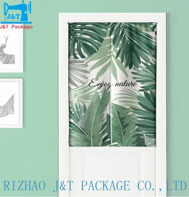 Custom Logo Nordic Style Door Curtains Green Plant Prints Japan Noren Kitchen Door Noren Curtain