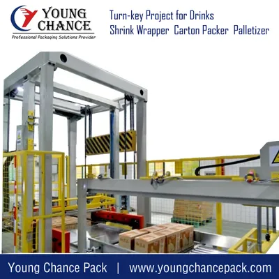 Beverage Water Juice Dairy Application and New Condition Fully Automatic Pallet Packaging Packing Stacking Machine