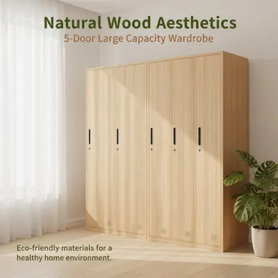 Solid Wood Storage Cabinet with Shelves, Multipurpose Cupboard Furniture Lockers