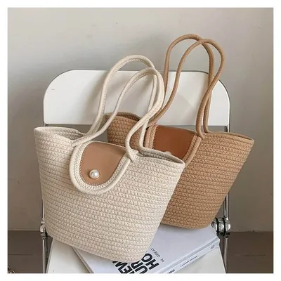Custom XP2612 Tote Handbags Simple Underarm Straw Bag for Women