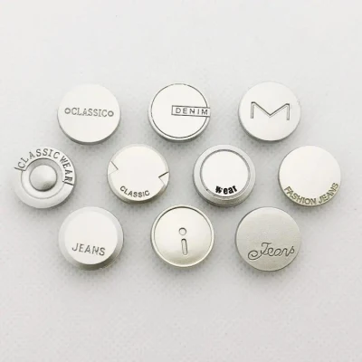 Fast Delivery Customize Matte Silver Plating Brand Logo Jeans Buttons for Denim
