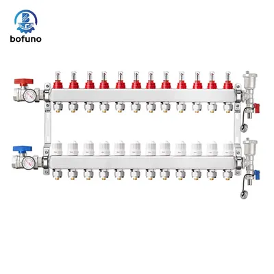 Abst Pex 12ways Manifold, Stainless Steel Floor Heat Manifold Kit with 1/2" Adapters Included for Hydronic Radiant Floor Heating