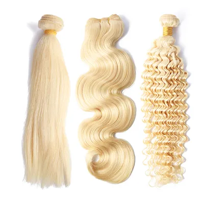 100% Double Drawn Human Hair Deep Curly 613 Blonde Virgin Hair Bundles