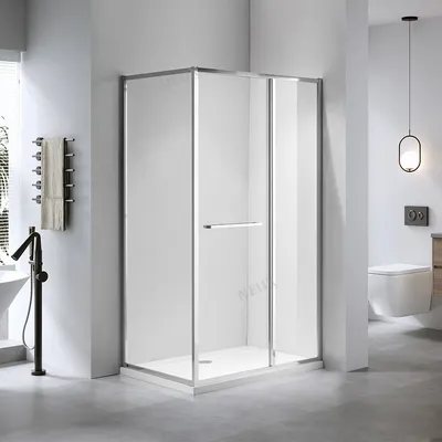 Space Saving Bathroom Corner Inward Opening Sliding Door Glass Shower Enclosure
