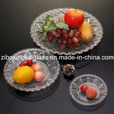Clear Glass Plate Glass Bowl, Can with Spraying Color