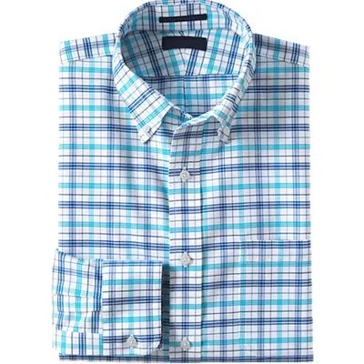 No Iron Spread Collar Cotton Check Business Men's Shirt