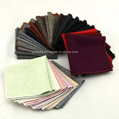 High Quality Formal Pure Color Soft Wool Mens Pocket Square
