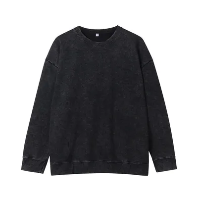 370 GSM French Terry Acid Washed Vintage Oversized 100% Cotton Men Sweatshirts