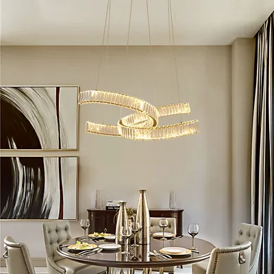 Crystal LED Pendant Lights Remote Control Dimmable Chanderial Lighting