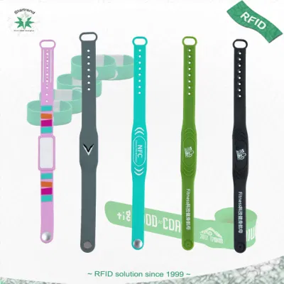 125kHz 13.56MHz 860-960MHz Silicone NFC RFID Bracelet Wristband for Employee/Asset/Inventory Event Management and Access Control (A010)