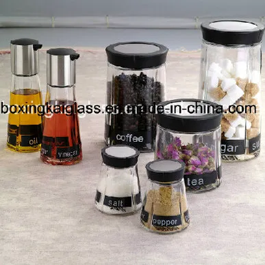 Seven Pieces Glass Jar Set with Decal