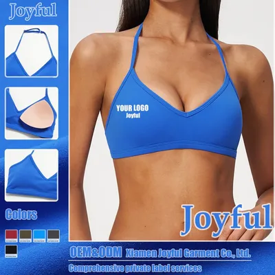 Gym Wear Fitness Halter Neck Underwear Adjustable Sexy Adjustable Padded Sports Bra
