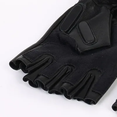Secure Fit Tactical Sheepskin Half Finger Gloves for Security Work