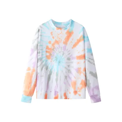 Brown The Shoulder Tie-Dye Unisex Hoodies & Sweatshirts Sets White Crewneck