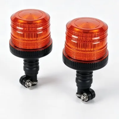 Agricultural & Engineering Vehicle Use, Flexible DIN Base, Synchronizable Flash Function 24W DC12-24V 2-Pack LED Amber Warning Beacon Light