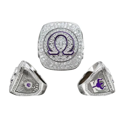 Free Sample Custom Metal Souvenir Championship Ring Omega Fraternity Ring