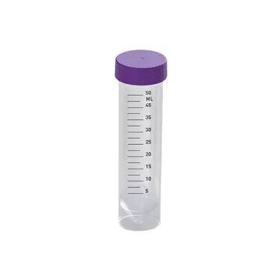 Conventional Centrifuge Tube, 15 Ml, Purple Flat Cap, Conical Bottom, Sterile, Racked