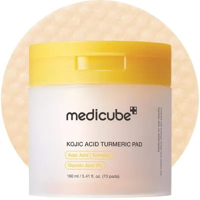 Medicube Skincare Products, Whitening, Spot Lightening, Arbutin, Turmeric, Hyaluronic Acid, Moisturizing and Refreshing Pad