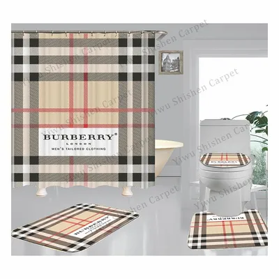 Burberry New Product Supplier Flannel 3D Custom Logo Print Bathroom Rug Mat Set Toilet Wc Shower Mat Washable Rug Sets Travellers Chanel Memory Foam Bath Mat