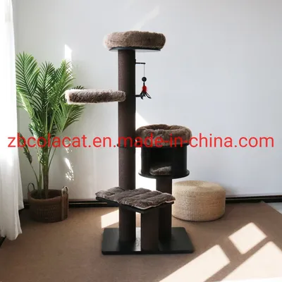 Luxurious Cat Tree with Solid Wood and Comfortable Beds Cat Codon for Multiple Cats