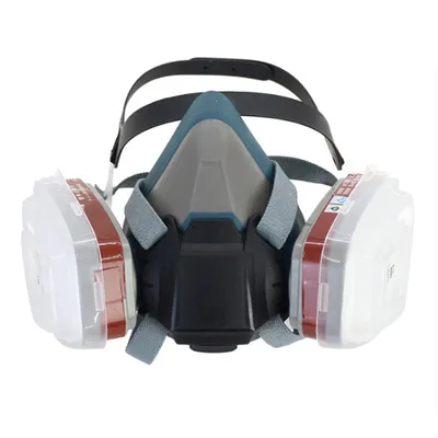 Soft Silicone Shell Half Face Respirator Gas Mask for Dust Pesticide Paint Spray Chemical Lab with 3# Double Filter Cartridge