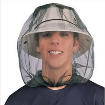 Polyester Mesh Head Anti-Mosquito Hat Insect Head Net Mesh Mask Cap with Rubber Band