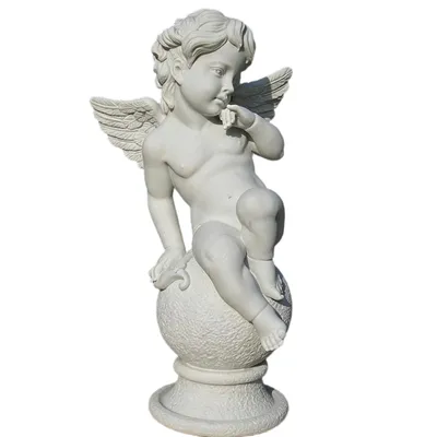 Guangxi White Marble Sitting Cherub Statue