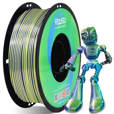 Top Quality Tri-Color Yellow/Blue/Purple Silk PLA 3D Printers Filament 3D Pens Silk Filament 3D Printing Material Tangle Free Easy-Use DIY Gifts 3D Filaments