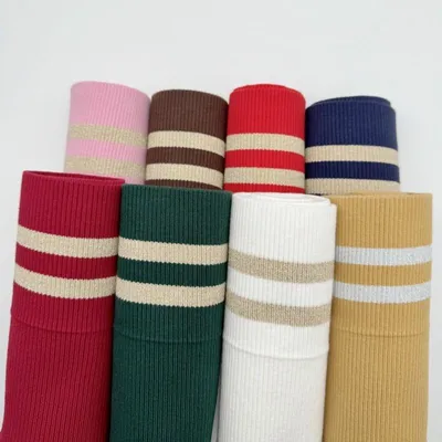 Cotton Stripe Rib Knit Cuff Trim Garment Accessorize