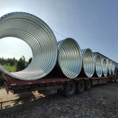 Corrugated Pipe Culvert Pipe Galvanized Threaded Flange Drainage Pipe Metal Tunnel Culvert Bridge Embedded
