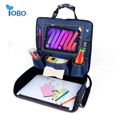Kids Backseat Travel Tray Organizer Holds Crayons Markers an iPad Kindle or Other Tablet. Great for Road Trips and Travel