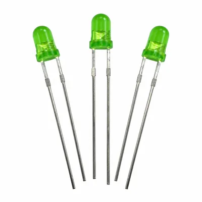 3mm Green Diffused DIP LED Diode 40° Through Hole Indicator Light