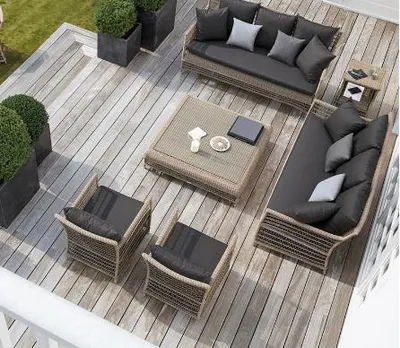 Designer Outdoor Sofa Tea Table Combination Villa Courtyard Leisure Rattan Woven Furniture Garden Rattan Chair Sofa