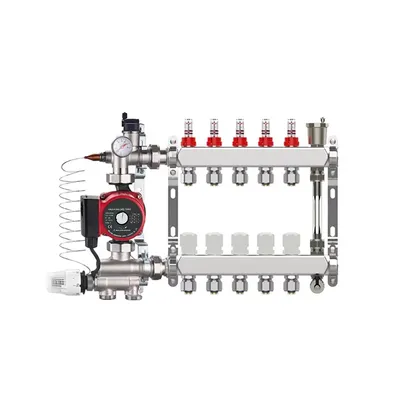 DN25 230V Constant Temperature Pump Manifold Kit, Equipped with Flow Meter/Exhaust Valve/Reflux Ball Valve, Adapter