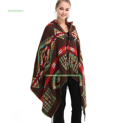 Ethnic Style Hoodie Cape Women's Cloak Cashmere Travel Thickened Shawl