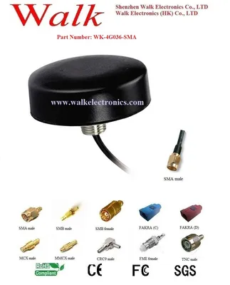 SMA Male Straight Rg174 Cable, IP67 Waterproof Outdoor Use Screw Mount GSM 3G 4G Lte Antenna, Lte 4G Car Antenna