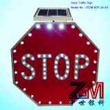 Us Style Solar Powered Flahsing Stop Road Sign
