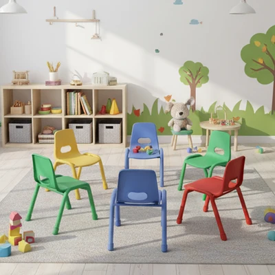 Colorful Plastic Chairs for Kids' Playroom and Learning Spaces