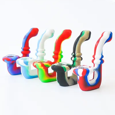 5.0 Inches Silicone Sherlock Hand Pipe with Glass Bowl Glass Pipe Honeystraw