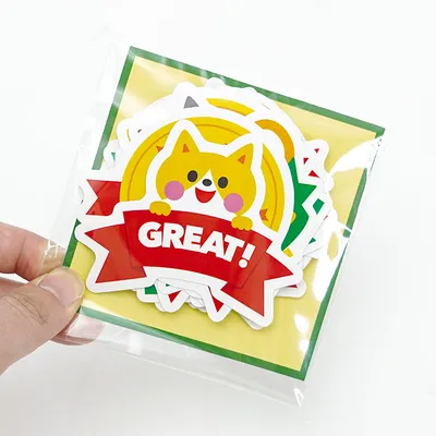 Custom Sticker Pack in OPP Bag Promotional Self Adhesive Label Header Sticker Waterproof Vinyl Die Cut Sticker Packs