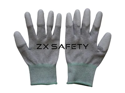 Antistatic ESD Carbon PU Coated Fingertips Top Fit Gloves