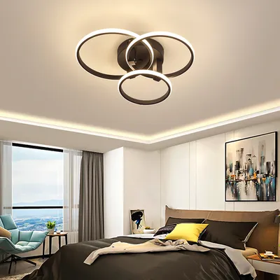 LED Chandelier Lamp RC Dimmable APP Circle Rings Ceiling Light