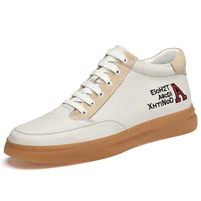 Hidden Invisible Height Increasing Platform Leather Skate Shoes High Top Casual Shoes for Men
