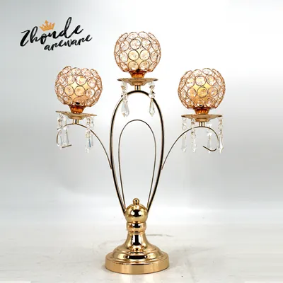 Gold Plated Candlestick Centerpiece for Wedding Decoration Romantic Center Table