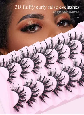 Strip Lashes 7 Pairs Little Devil Style Wispy Style Eyelashes Natural Length 3D Effect European and American Thick Fluffy Eyelashes