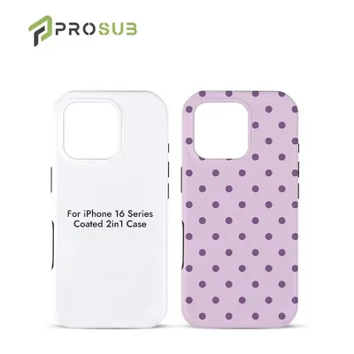 Prosub Wholesale 2-in-1 Coated Case Sublimation Blank Matte & Glossy Cell Phone Cover for iPhone 16 Series