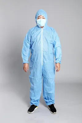 35GSM Disposable SMS Non-Woven Protective Clothing Coverall Blue CE FDA AAMI Level 2 ISO 9001 ISO 13485 ISO 14001 GB Test