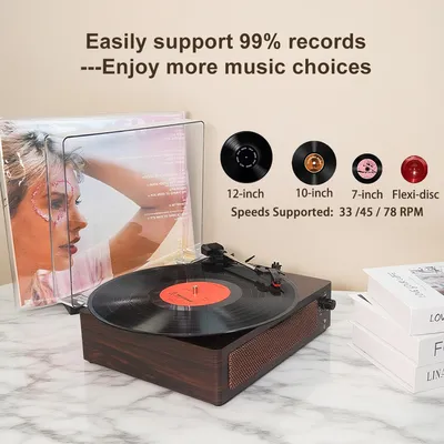 Professional Vinyl Record Player Creative HiFi Sound Quality Lp Turntable Player with Built-in Speakers